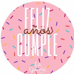 Sticker feliz cumple rosado