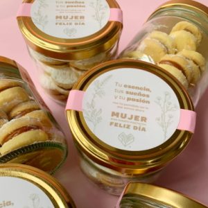 Frasco por 12 minialfajores CON LOGO CORPORATIVO